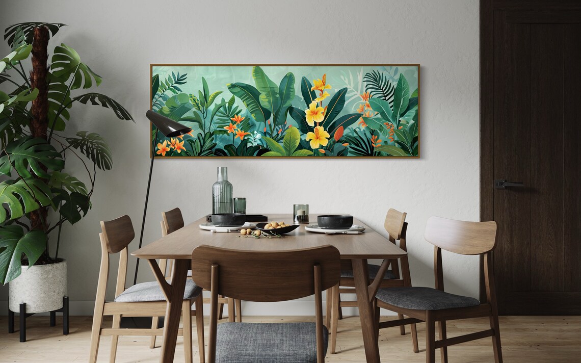 Tropical Jungle Botanical Leaf Art Print, Panoramic - Image 2