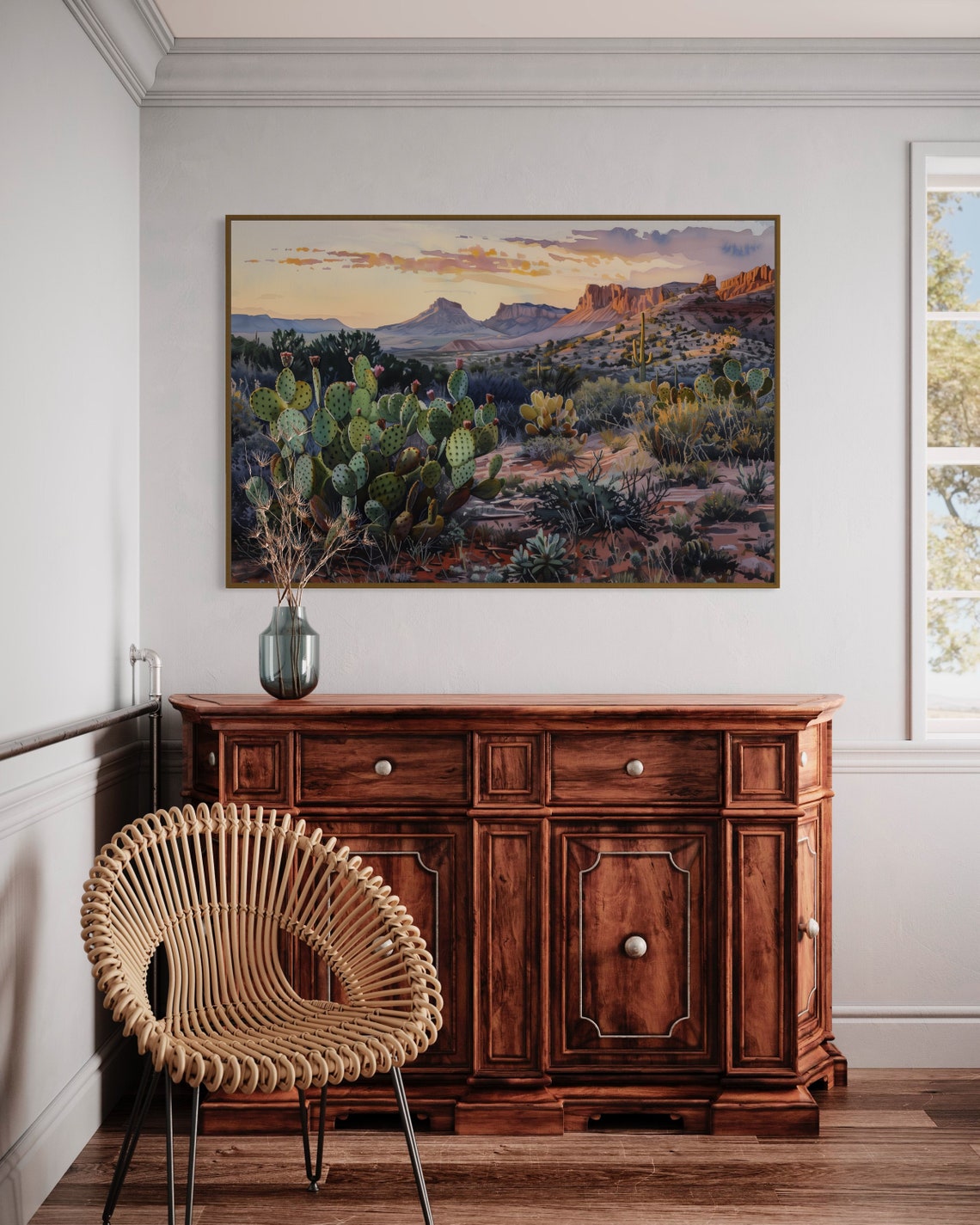 Rustic Arizona Sunset Desert Cactus Red Rock Mesa Landscape Poster - Image 2