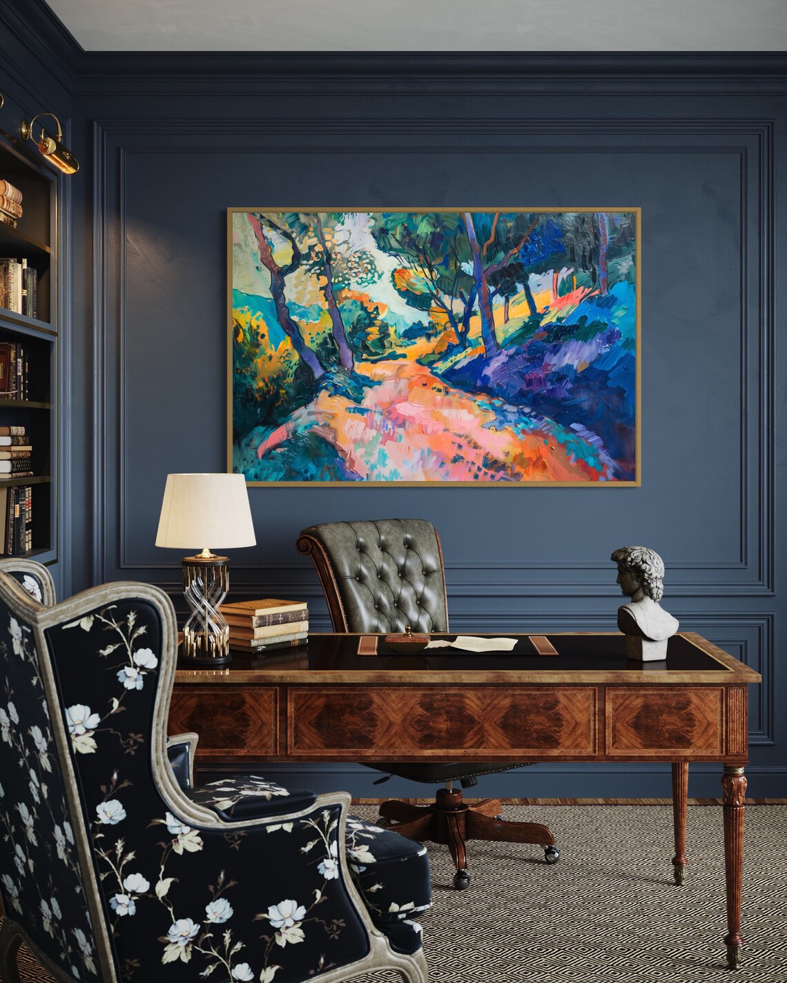 Enchanted Path Vibrant Abstract Forest Scene Modern Impressionism Art Print For Hallway And Above Bed Decor - Image 4
