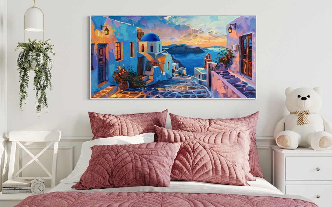 Santorini Greece Oia Blue Domes Sunset Caldera View Travel Poster - Image 4