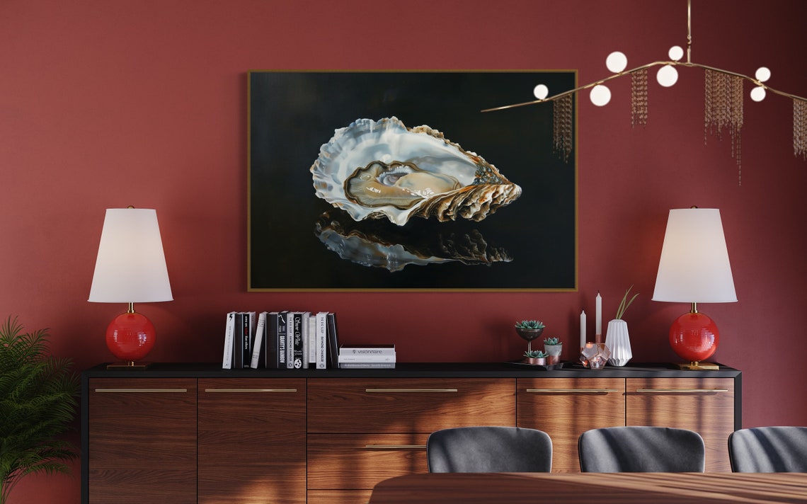 Elegant Oyster Shell Still Life Modern Coastal Sea Art Poster - Image 5