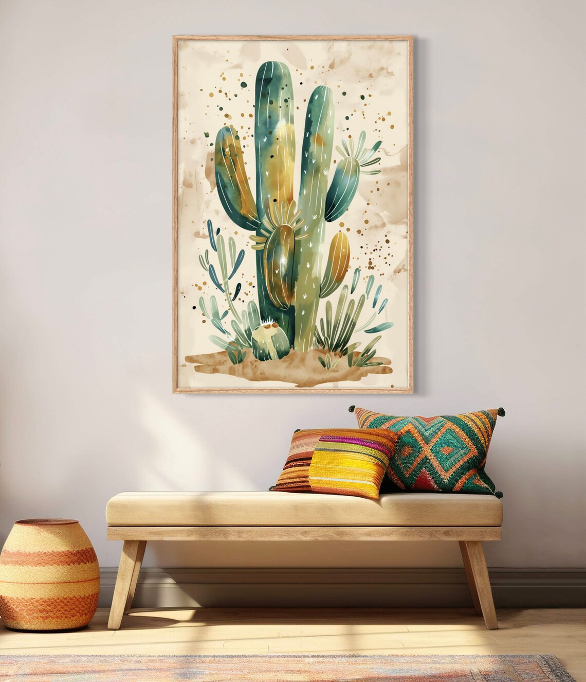 Sage Green Watercolor Saguaro Cactus Minimalist Botanical Print - Image 4