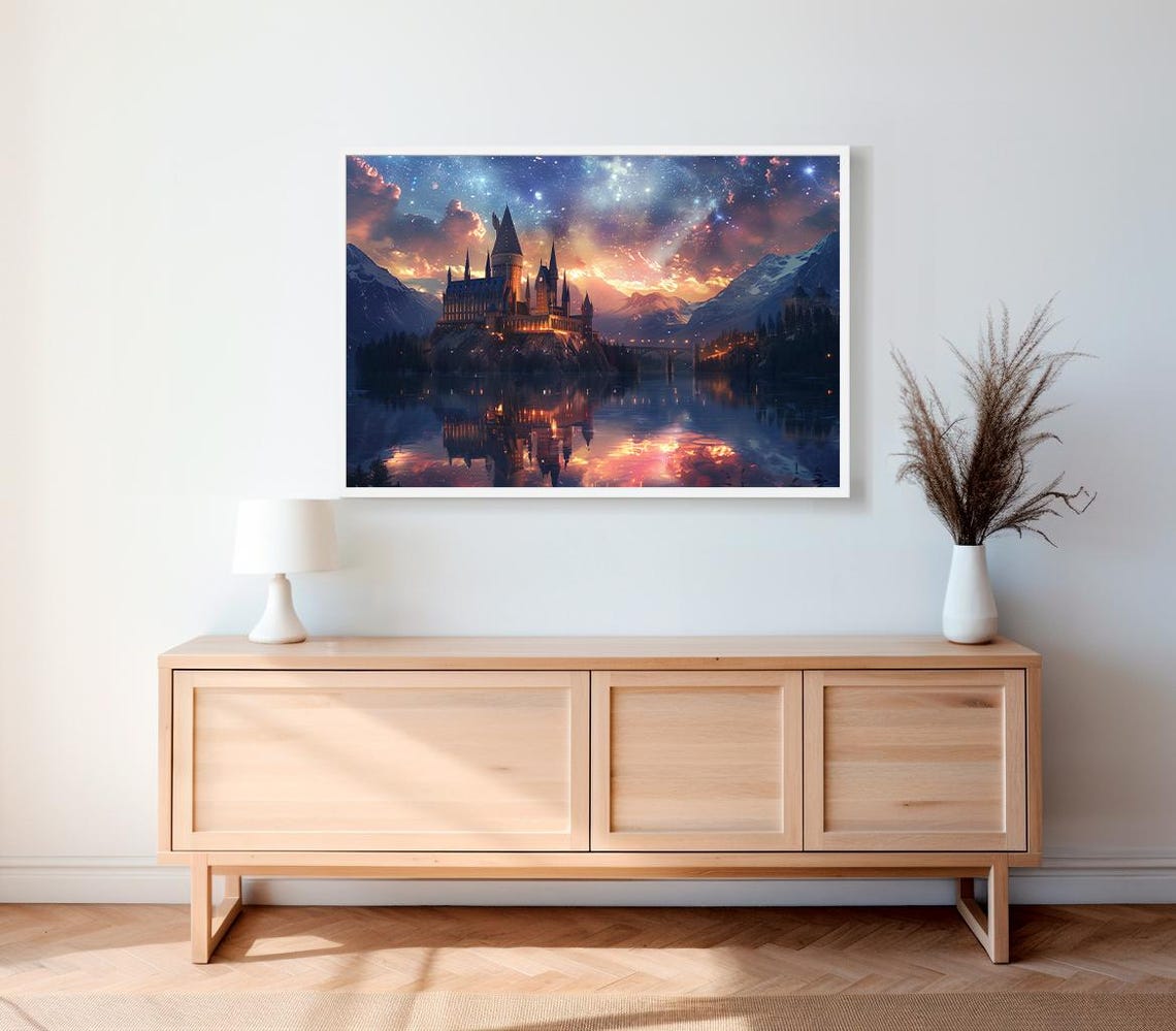Wizarding Inspired Poster Vintage Wizard School Wizard World Van Gogh Painting Vintage Castle Physical Decor Wall Art - Image 2