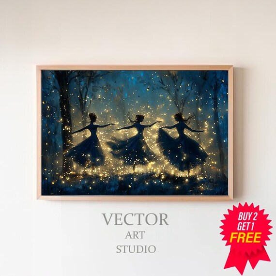 Fairies Vintage Wall Art Witchy Moody Wall Art Dark Art Cottagecore Girls Room Decor Girly Whimsical Wall Art