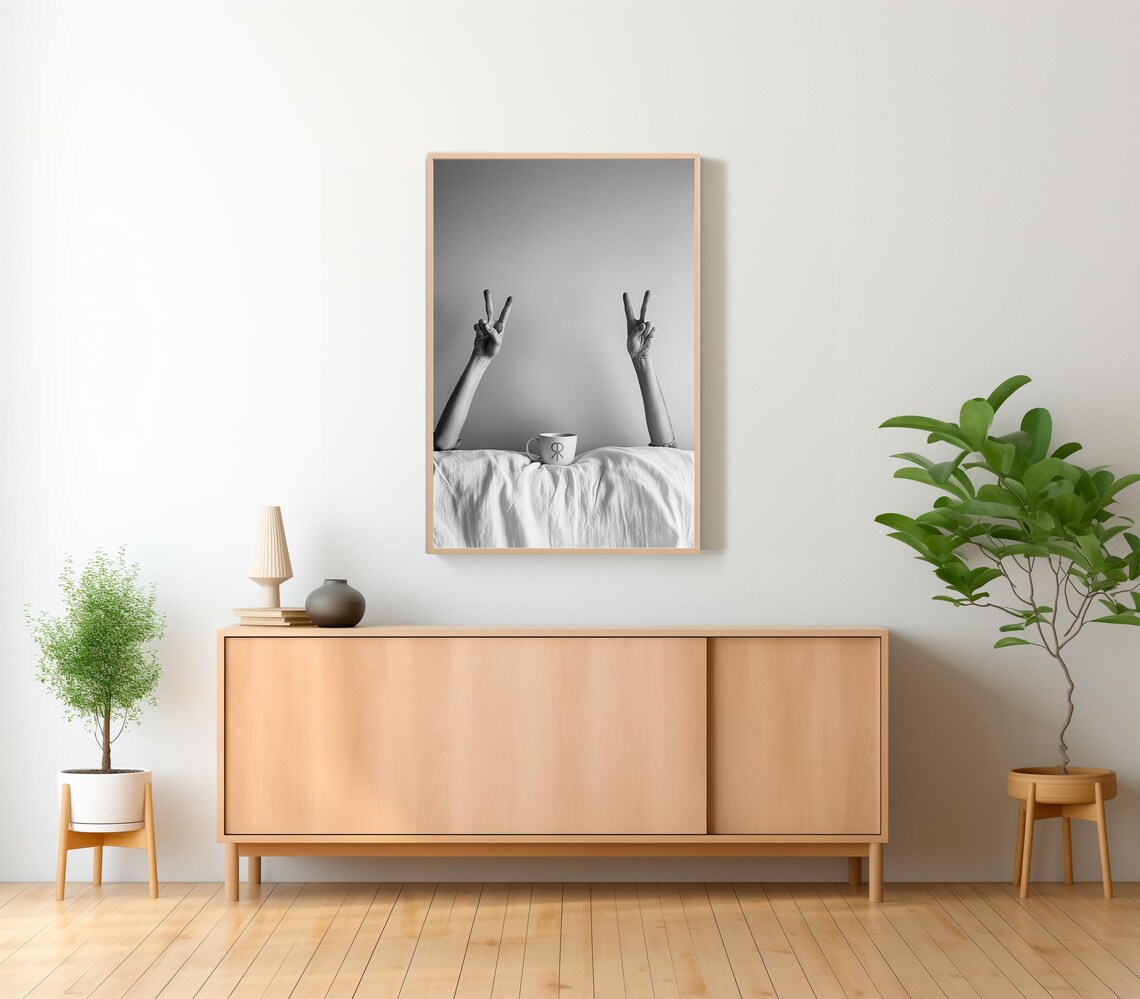 Woman Drinking Coffee In Bed Print Feminist Poster Black And White Coffee Shop Decor Dining Room Art Kitchen Wall Art - Image 2