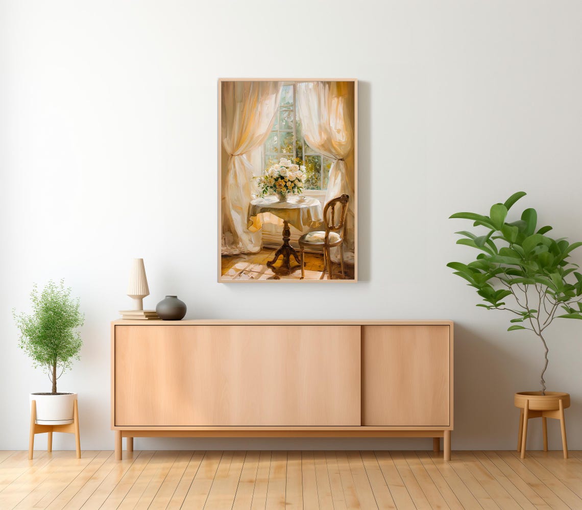 Country Oil Painting Vintage Landscape Print Rustic Farmhouse Summer Landscape Balcony Art Print Decor Summer Oil Painting - Image 2