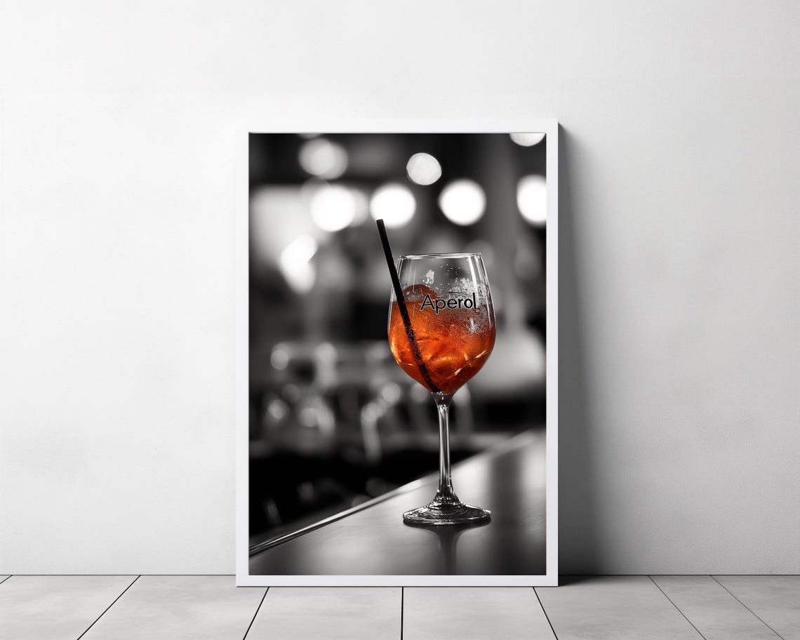 Aperol Cocktail Glass at Night Bar Lights Selective Color Poster - Image 3