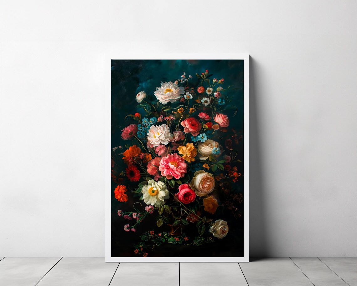 Dark Academia Roses, Moody Vintage Floral Art Print - Image 3