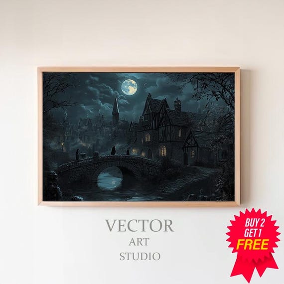 Antique Dark Academia Artwork Gothic Painting Witchy Art Draculas Castle Wall Art Gift For Vampire Fans Fantasy Horror Painting