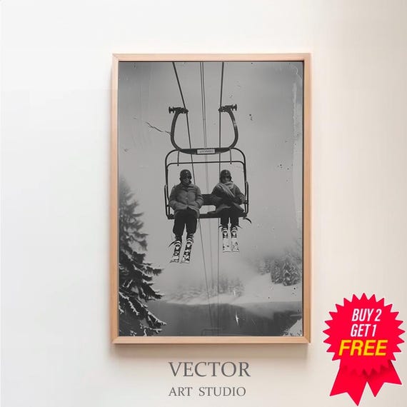 Vintage Ski Photo Print Art Vintage Ski Art Ski Home Decor Ski Poster Ski Lodge Wall Decor