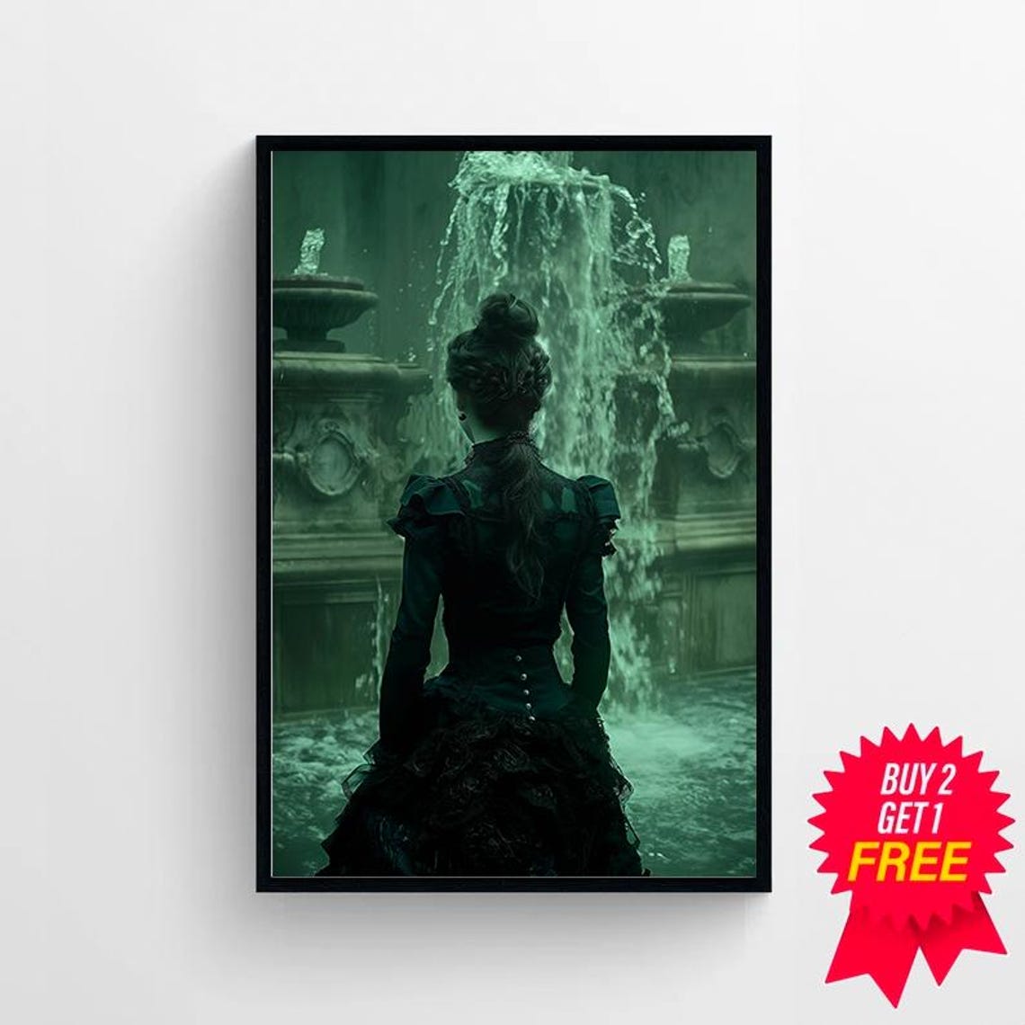 Victorian Lady By The Fountain Print Vintage Poster Art Poster Print Gothic Victorian Dark Academia - Image 4