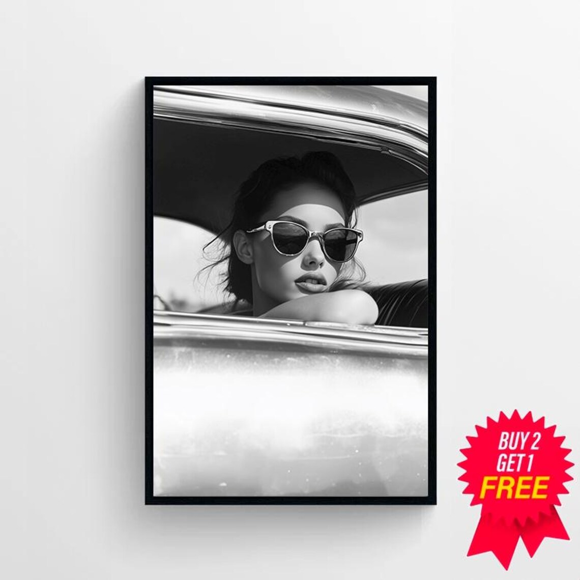 Black And White Fashion Print Feminist Poster Classic Car Print Retro Wall Art Luxury Wall Decor Teen Girl Room Decor - Image 4