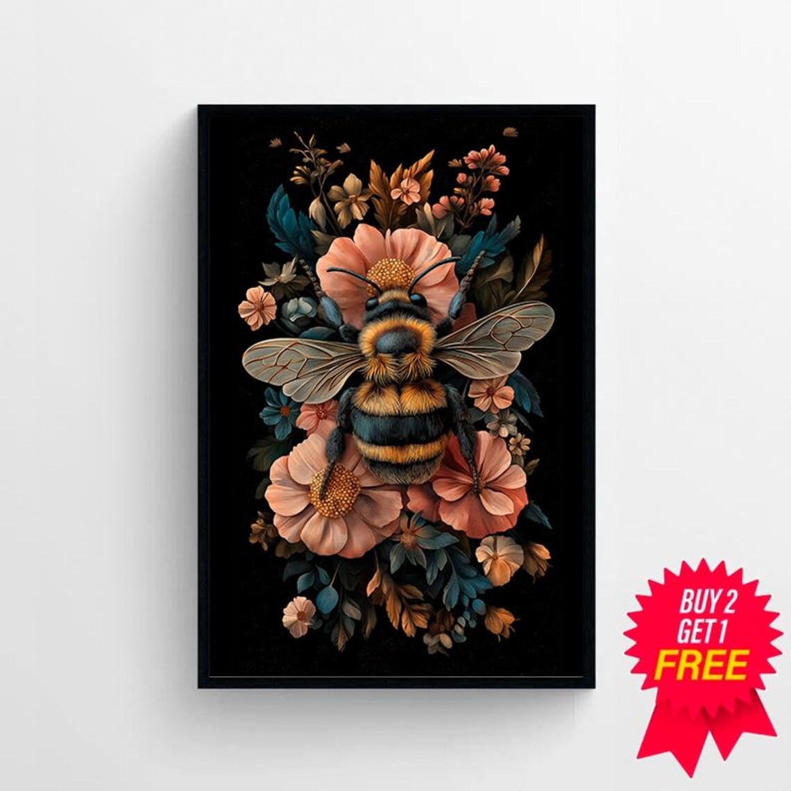 Bee Painting Art Print, Dark Cottagecore Decor - Image 4