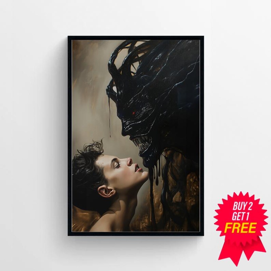 Satan Embrace Woman In White Dress In Demon Mist Gothic Poster - Image 4
