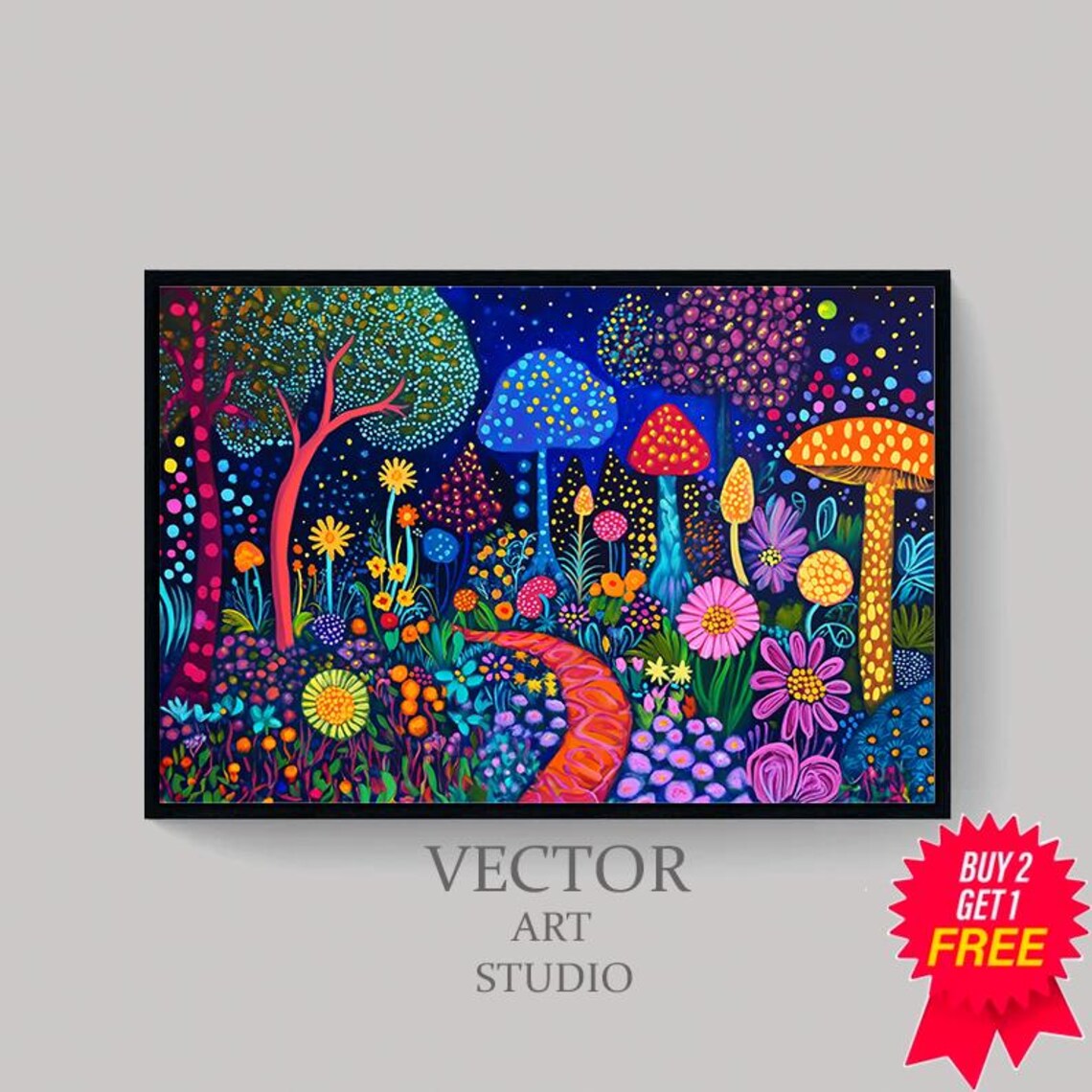 Yayoi Kusama-Inspired Japandi Japanese Art Print - Image 4