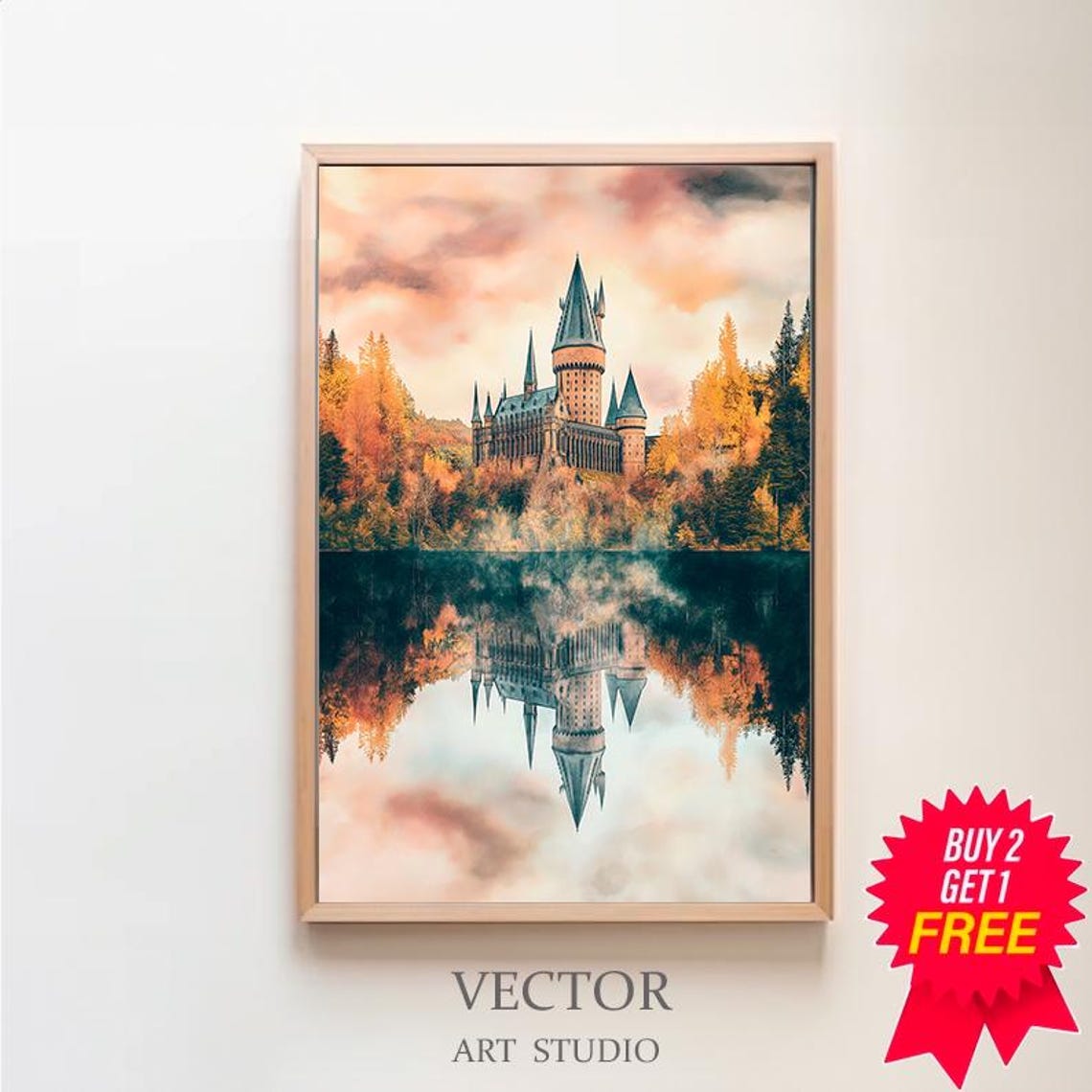 Magical Castle Watercolour Charming Wizard Art For Wizarding World Enthusiasts Great Lake Magic Print