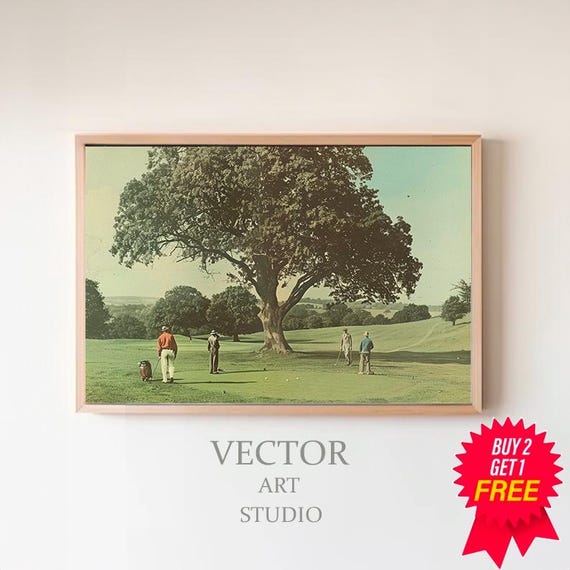 Golf Vintage Painting Landscape Art Print Vintage Golf Course Wall Art Wall Decor Golf Fan Gifts