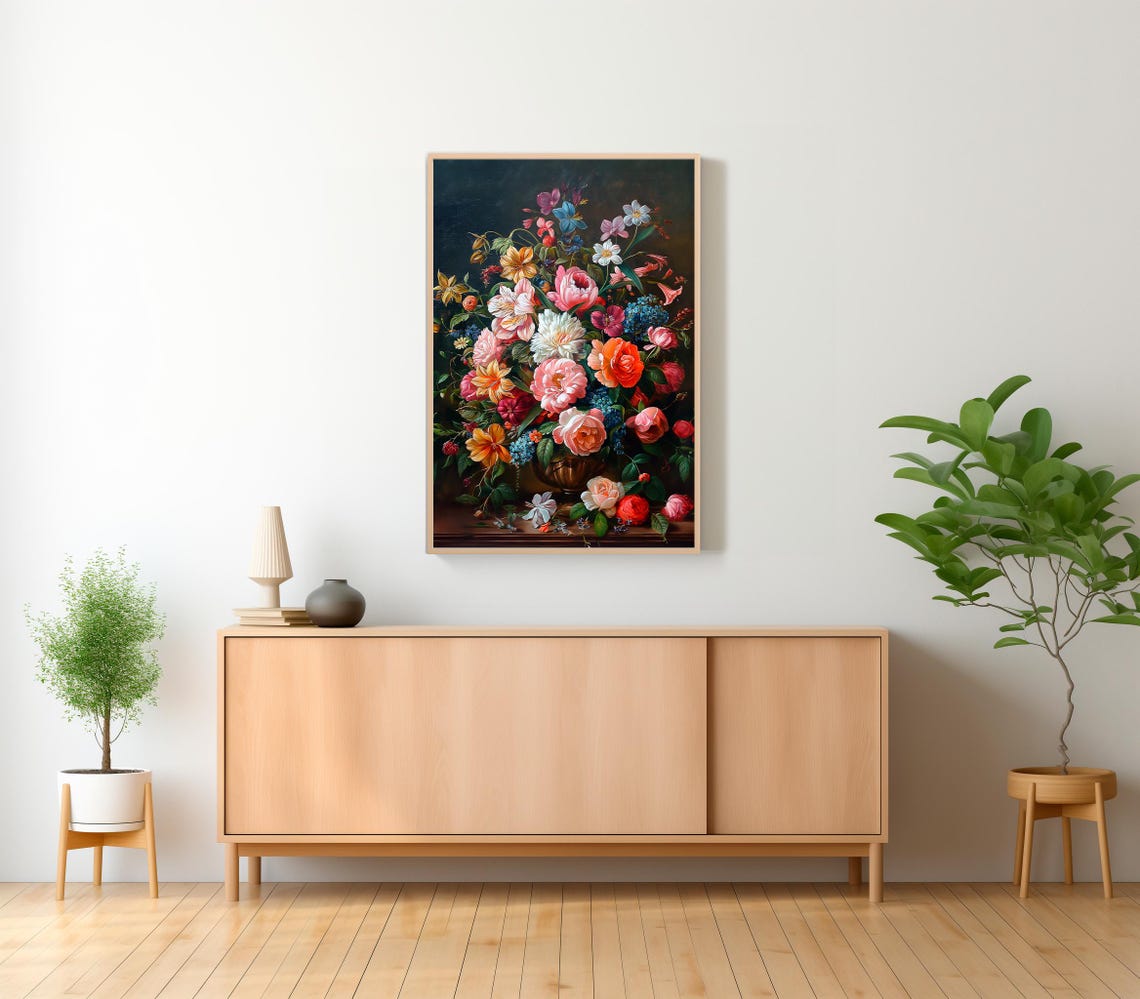 Dark Flower Painting Art Moody Floral Dark Academia Wall Art Print Art Vintage Moody Painting Roses Antique Print - Image 2
