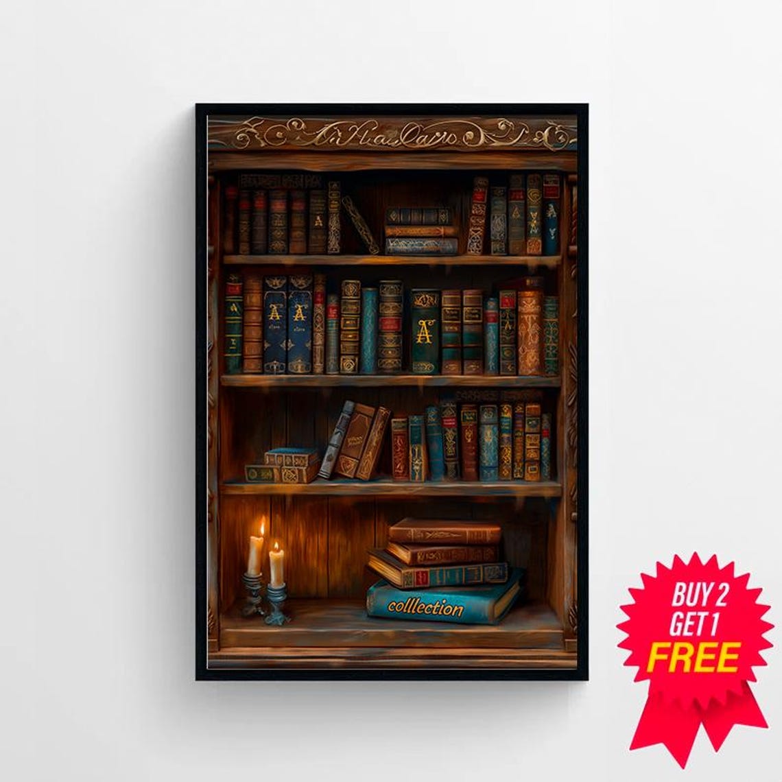 Victorian Book Shelf Vintage Poster Art Poster Print Dark Academia Reading Gifts Gothic Victorian - Image 4