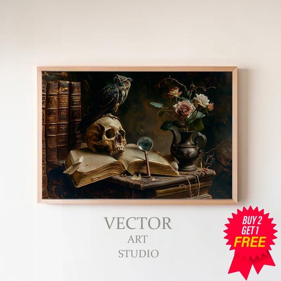 Vintage Still Life Painting Dark Academia Vintage Art Gothic Art