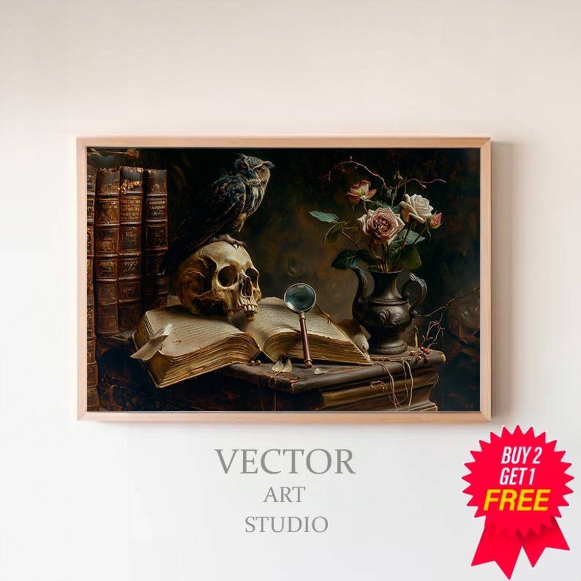 Vintage Still Life Painting Dark Academia Vintage Art Gothic Art