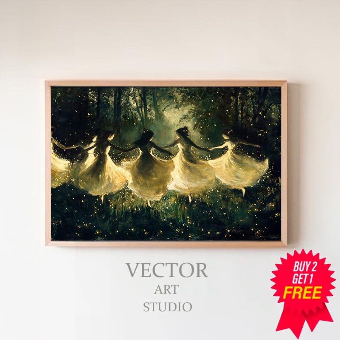 Fairies Vintage Wall Art Fae Witchy Moody Wall Art Dark Art Cottagecore Girls Room Decor Girly Whimsical Wall Art