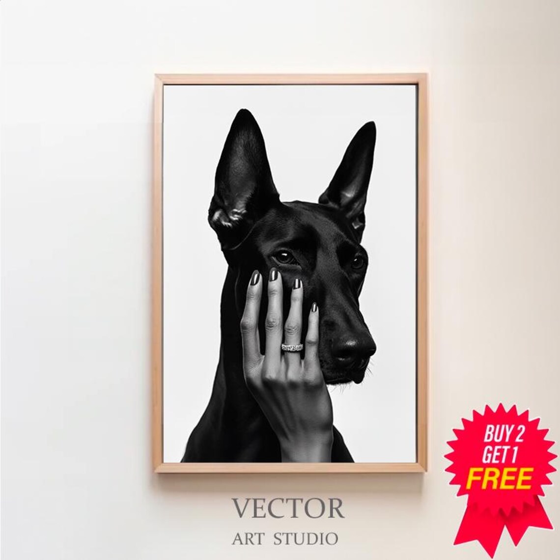Doberman Pinscher Poster Black And White Luxury Fashion Print Doberman Wall Art Teen Girl Room Decor Dog Print Gifts