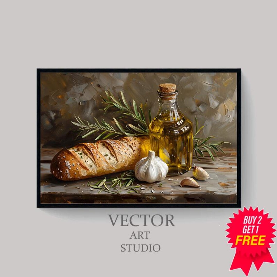 Kitchen Herbs and Garlic Vintage Country Art Print - Image 4