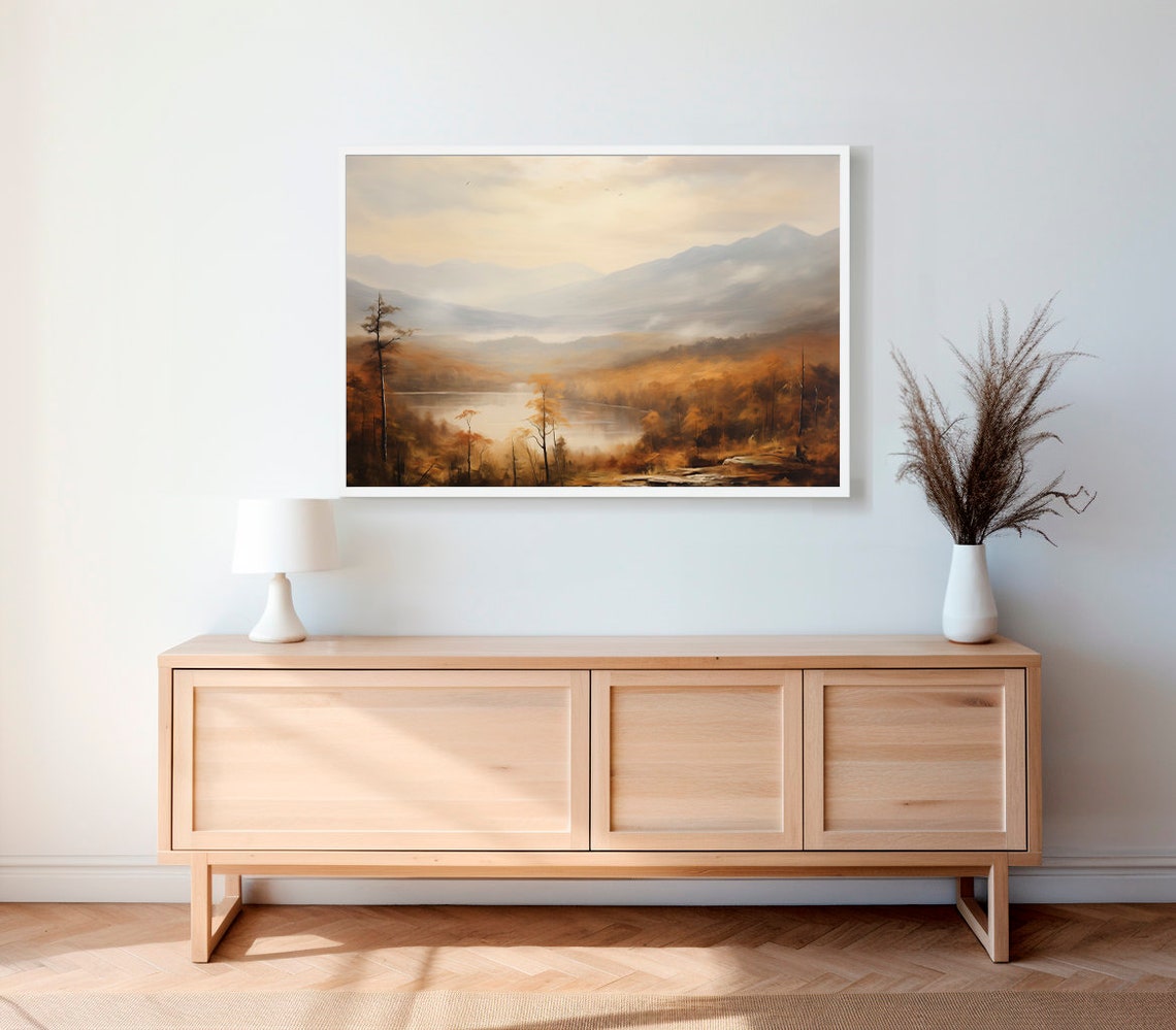 Rustic Fall Landscape Print Vintage Autumn Moody Countryside Painting Farmhouse Decor Fall Wall Print Autumn Earth Tone - Image 2