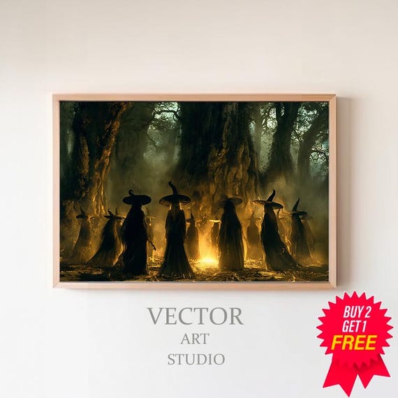 Moody Wall Art Dark Art Cottagecore Decor For Fall Halloween Whimsical Spooky Season Witchy Decor Vintage Witch Wall Art