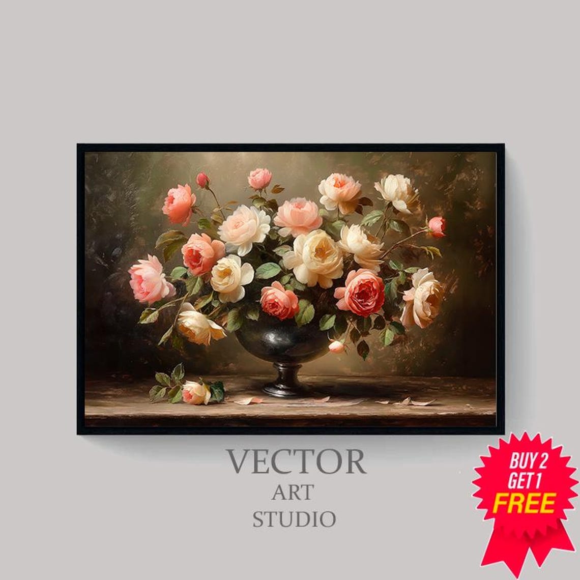Moody Floral Print Vintage Art Moody Vintage Art - Image 4