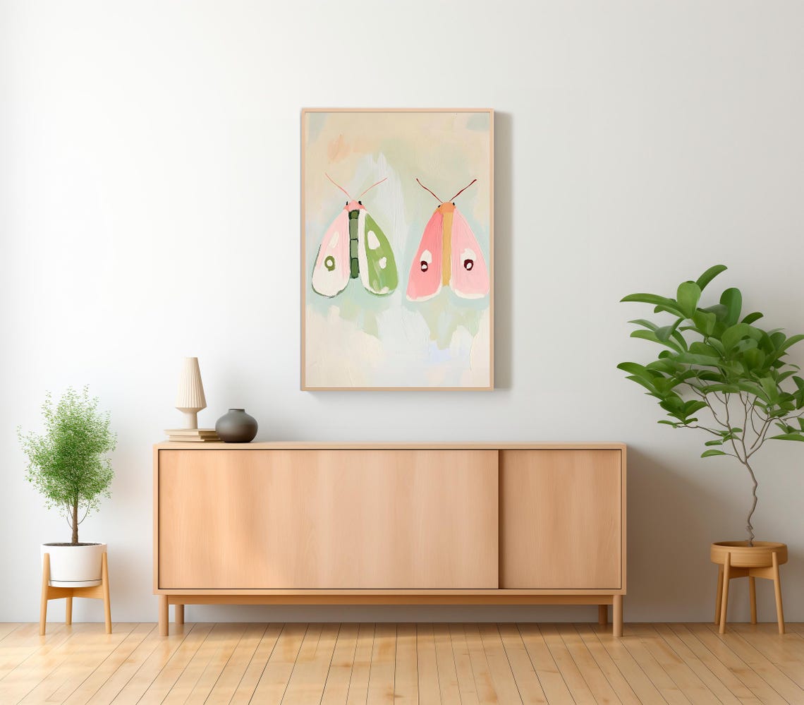 Colorful Moth Painting Vibrant Insect Wall Art Print Animal Lover Bright Bug Portrait Kids Room Playroom - Image 2