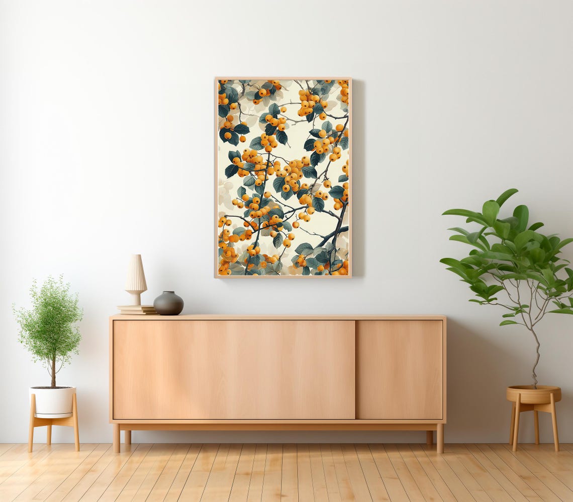 Golden Wattle Yellow Blossom Cream Background Botanical Poster - Image 2