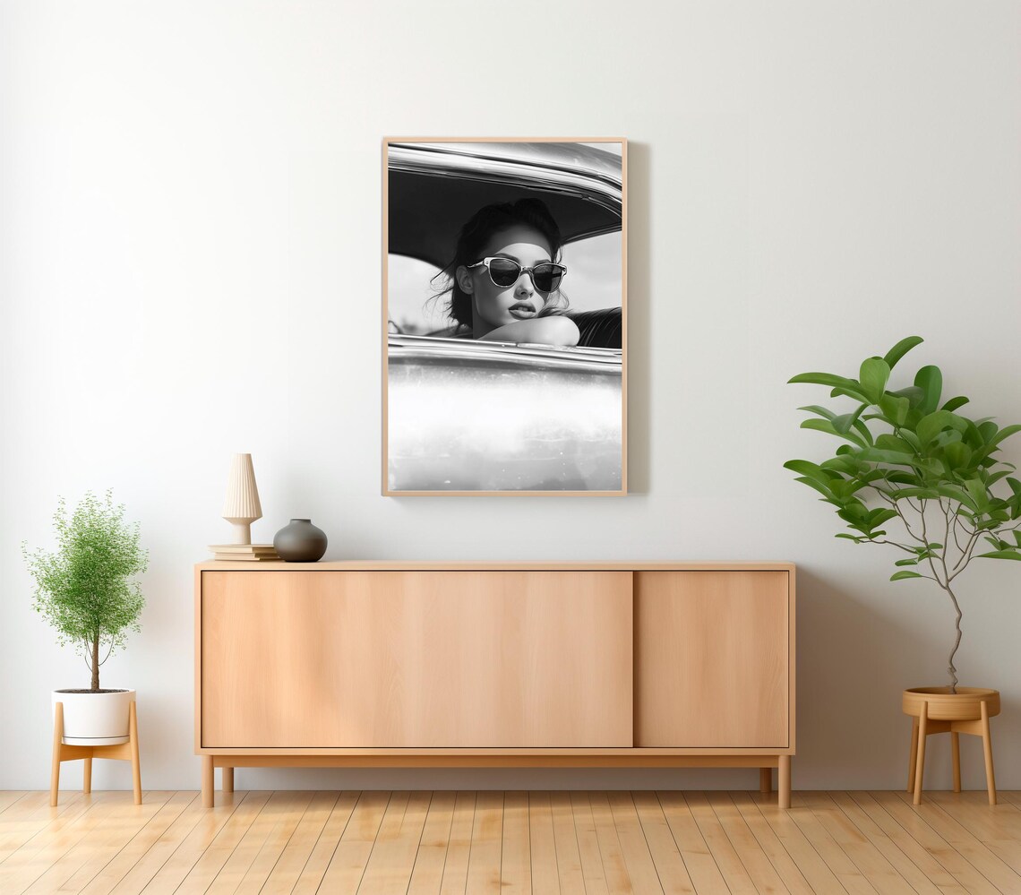 Black And White Fashion Print Feminist Poster Classic Car Print Retro Wall Art Luxury Wall Decor Teen Girl Room Decor - Image 2