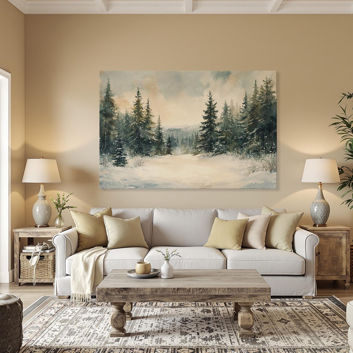 Winter Wonderland Rustic Snowy Forest Art Print