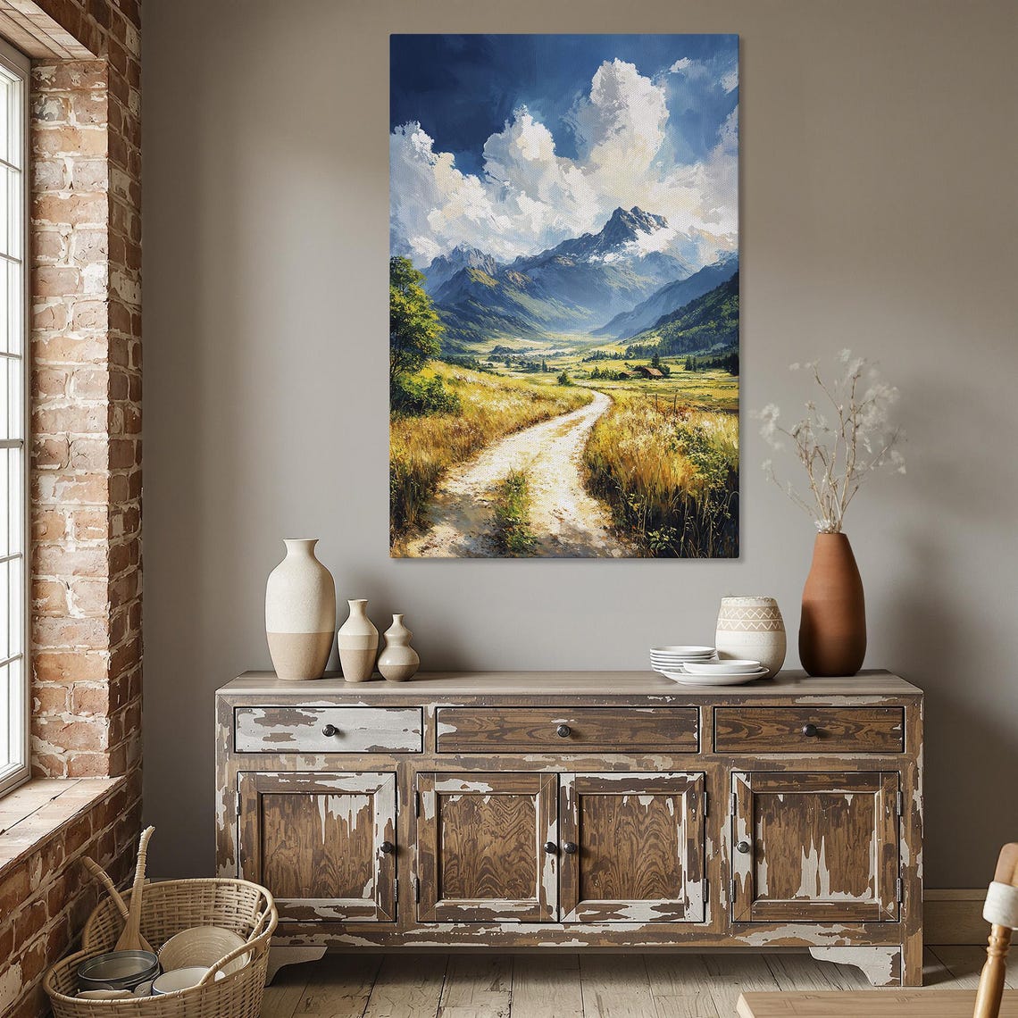 Golden Winding Valley Trail Toward Dramatic Alpine Peaks Poster - Image 5