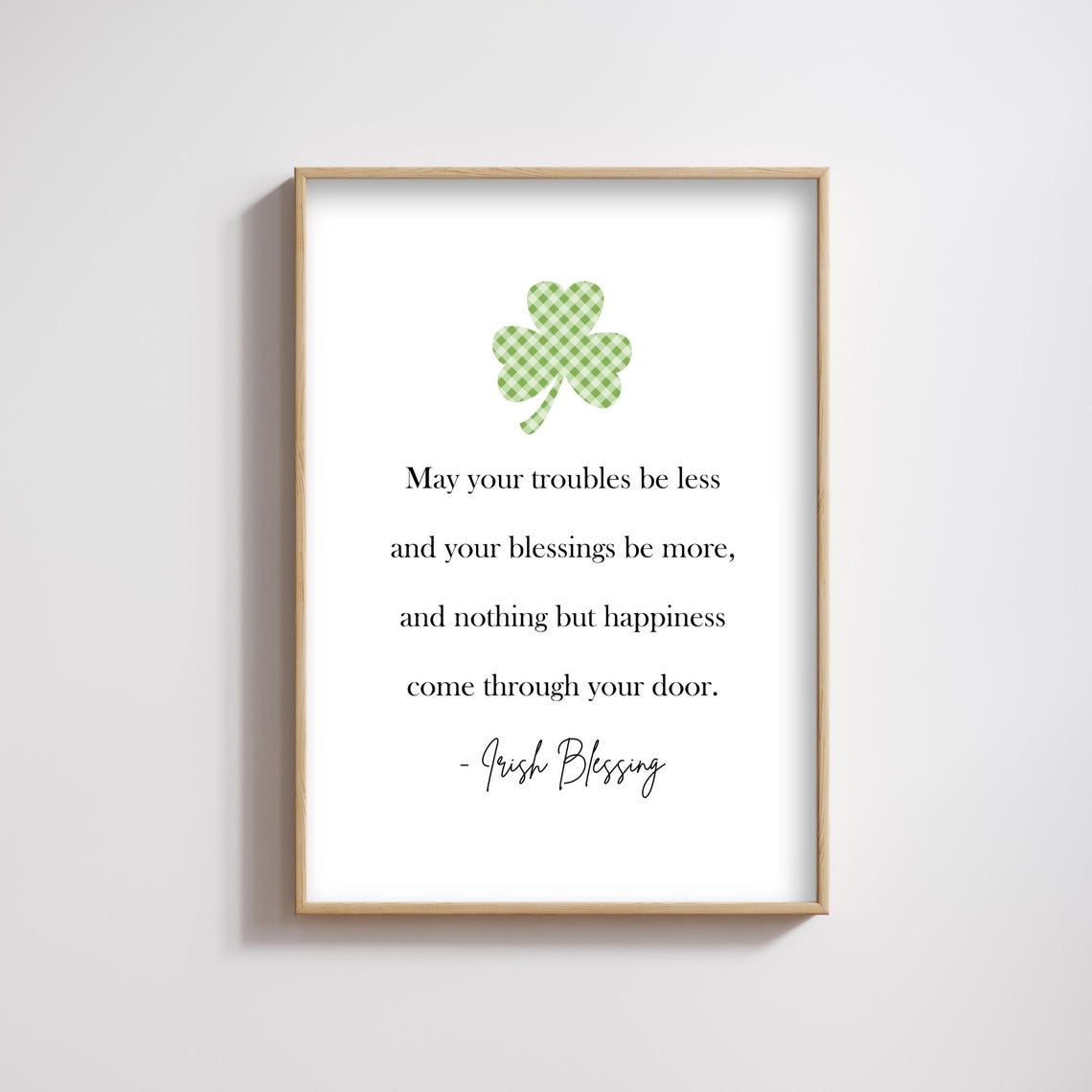 St Patrick's Day Irish Blessing Shamrock Quote Gingham Elegant Poster