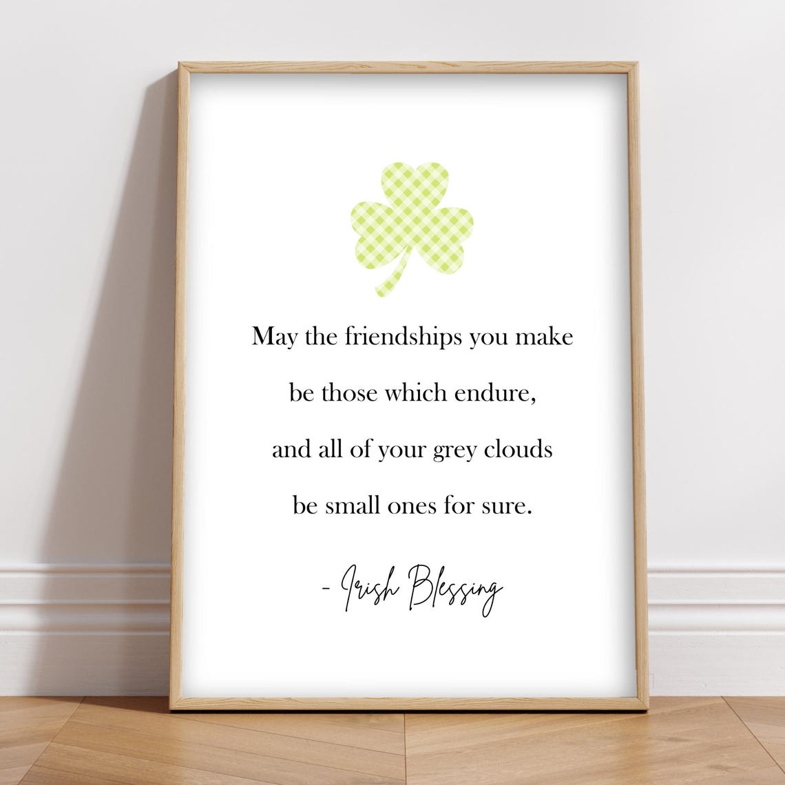Irish Blessing Gingham Shamrock Friends Endure Sweet Quote Poster