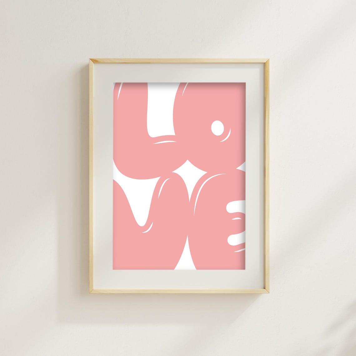 Pink Valentine's Day Retro Bubble Love Letters Soft Cute Poster