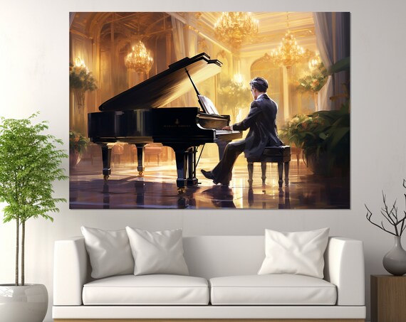 Abstract Pianist at the Grand Piano, Art Print