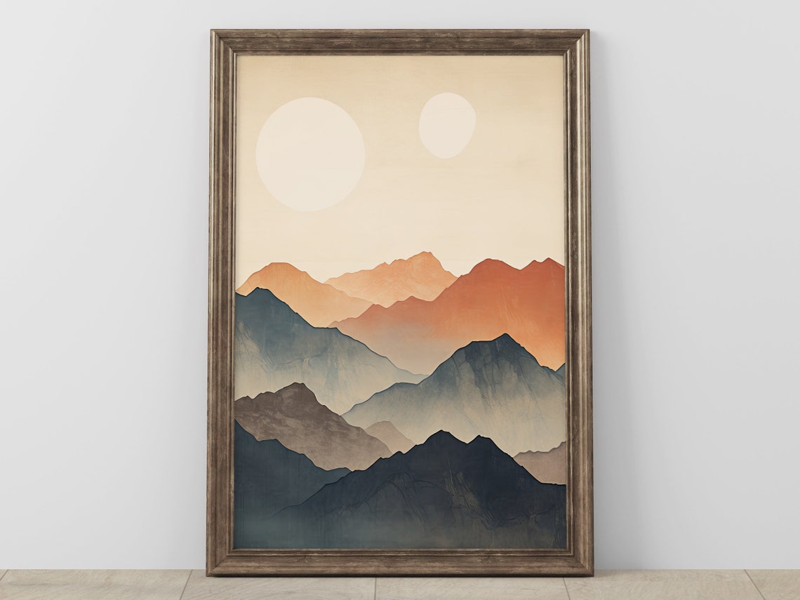 Abstract Mountain Landscape Art Print Modern Home Decor Wall Office Artwork Nature Poster