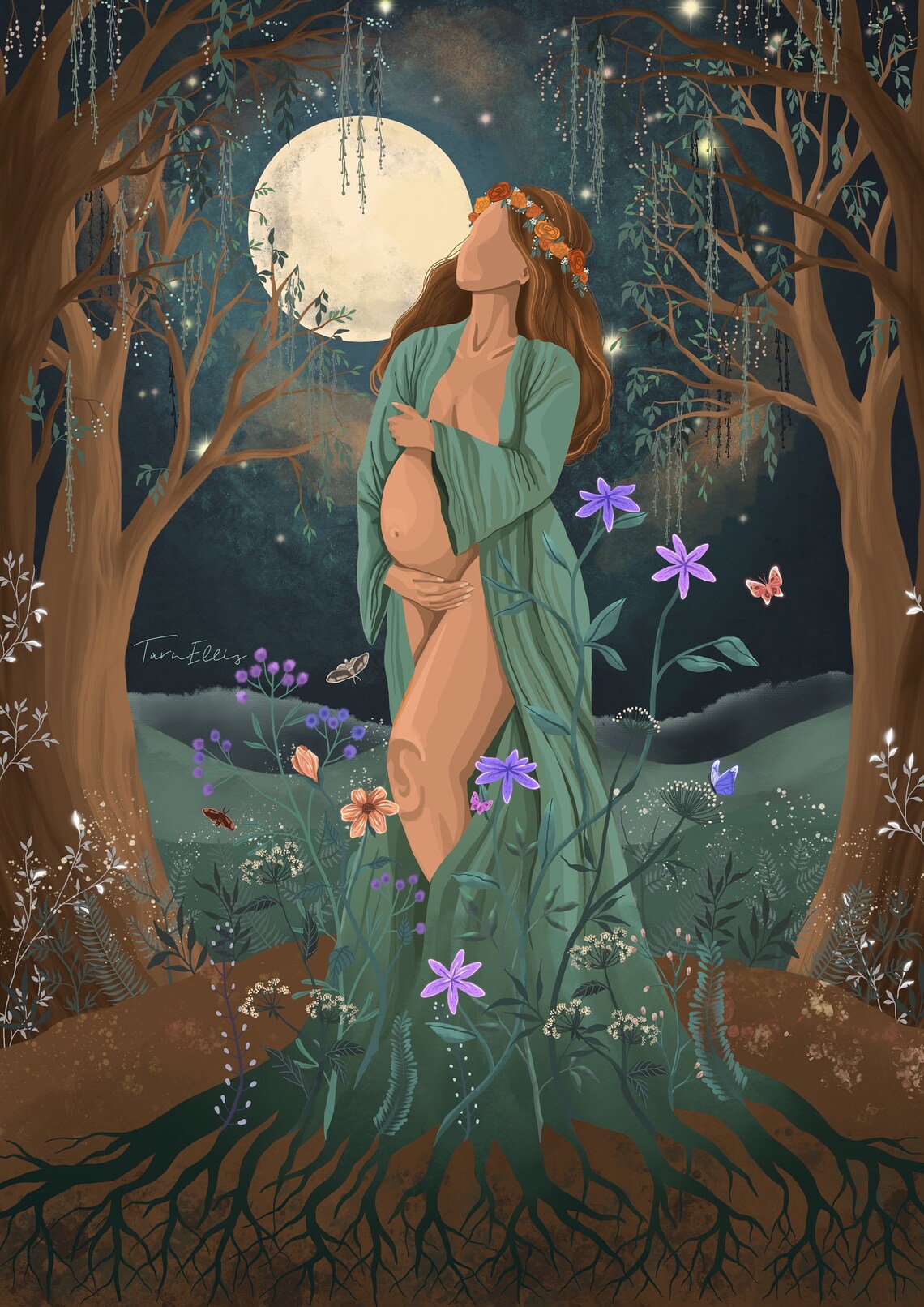 Full Bloom Pregnancy Mother Baby Moon Floral Print - Image 3