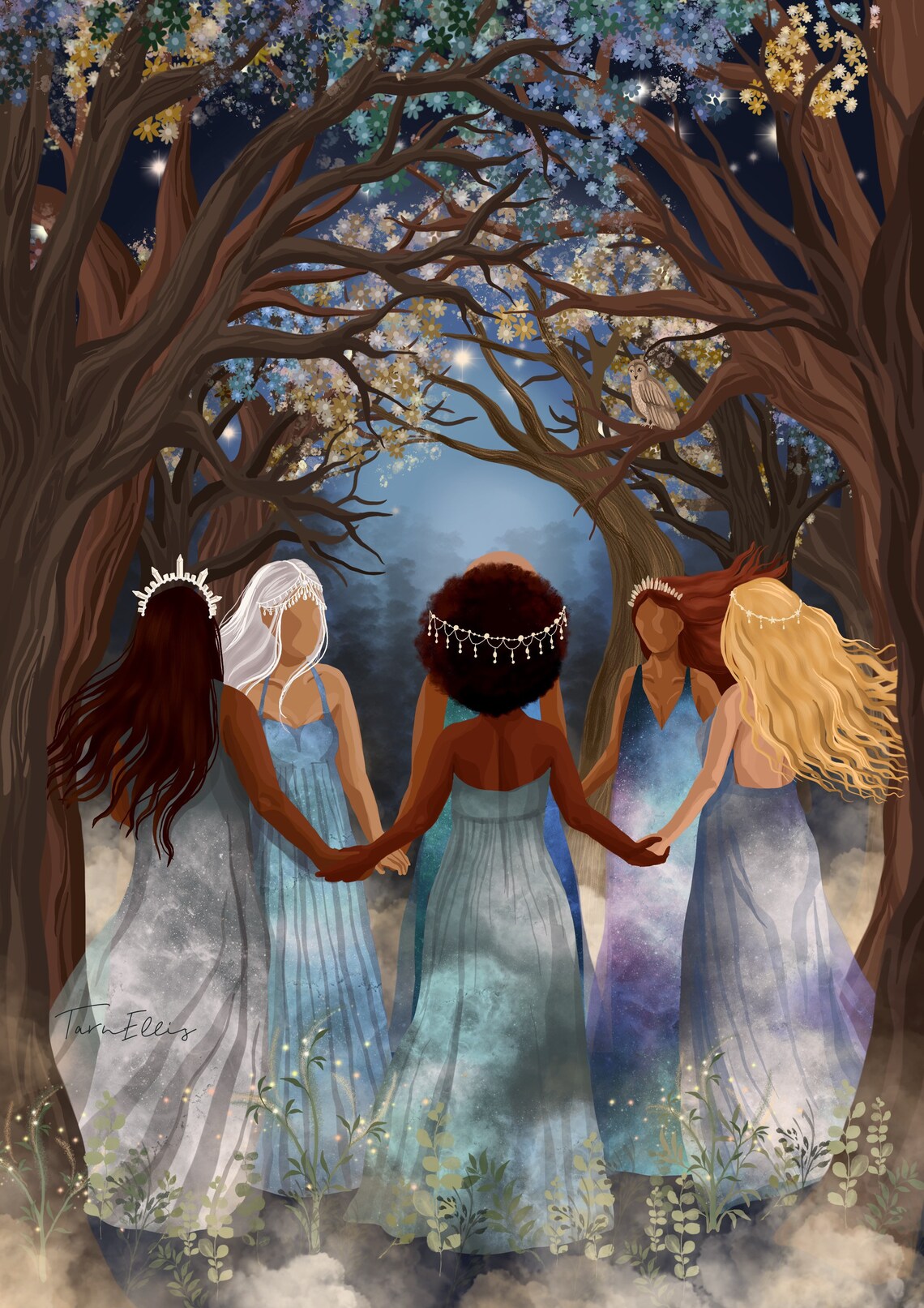 Winter Solstice Women Circle Illustration Art Print - Image 3