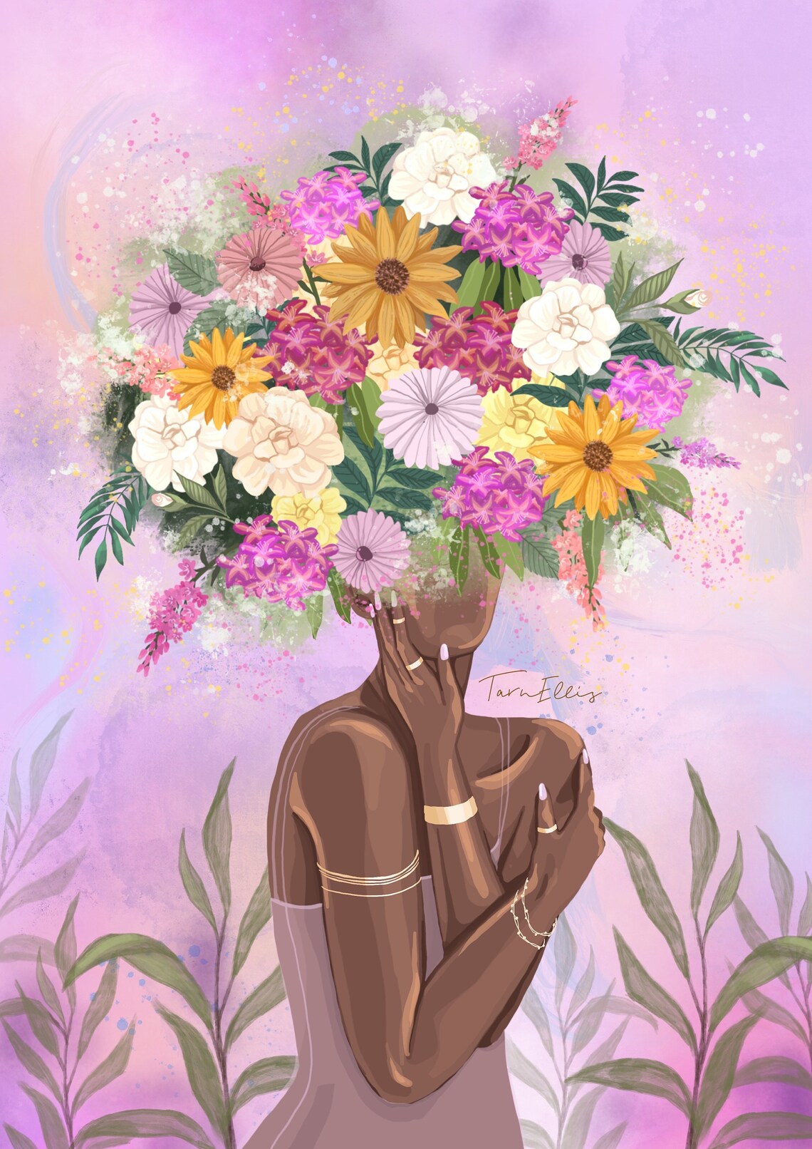 Abundance Mindset Flower Woman Boho Art Print - Image 3