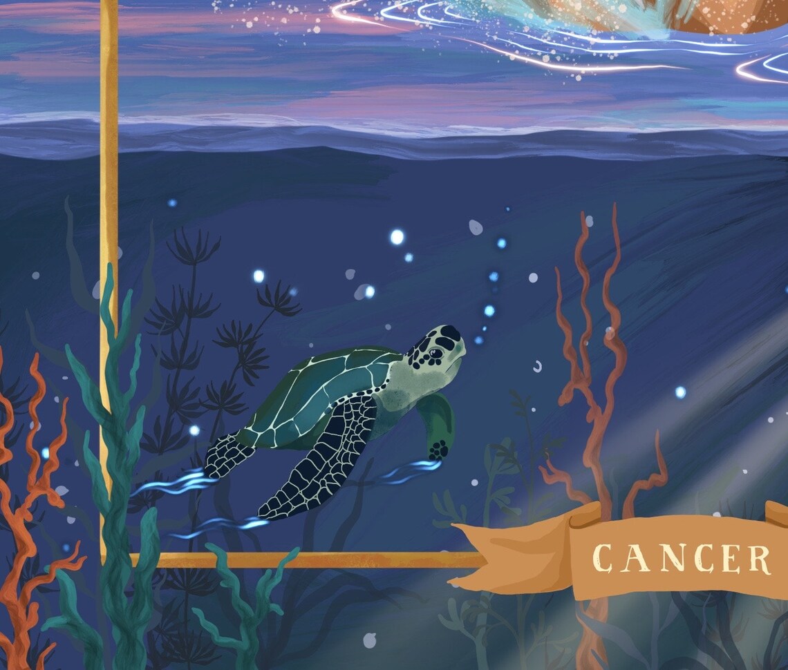 Cancer Star Sign Zodiac Poster, Celestial Art Print - Image 3