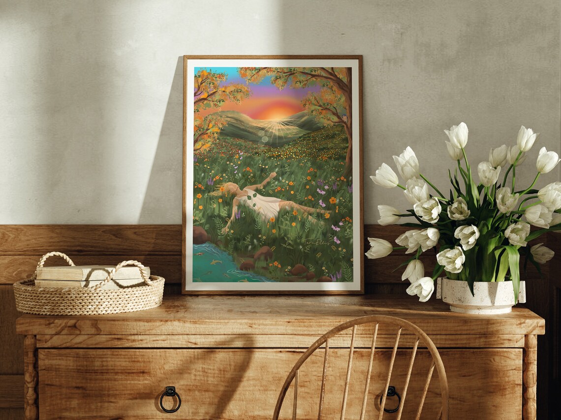 Field Of Dreams, Boho Summer Meadow Art Print - Image 3