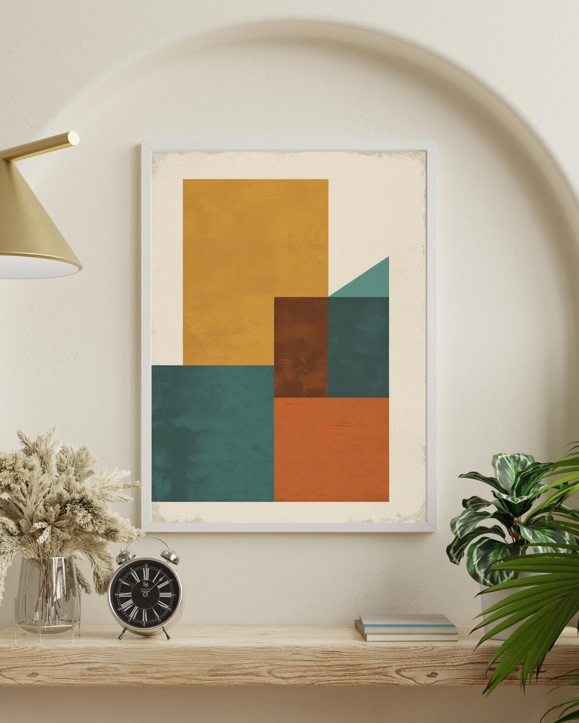Retro Geometric Color Block Abstract Art Mid Century Modern Wall Poster