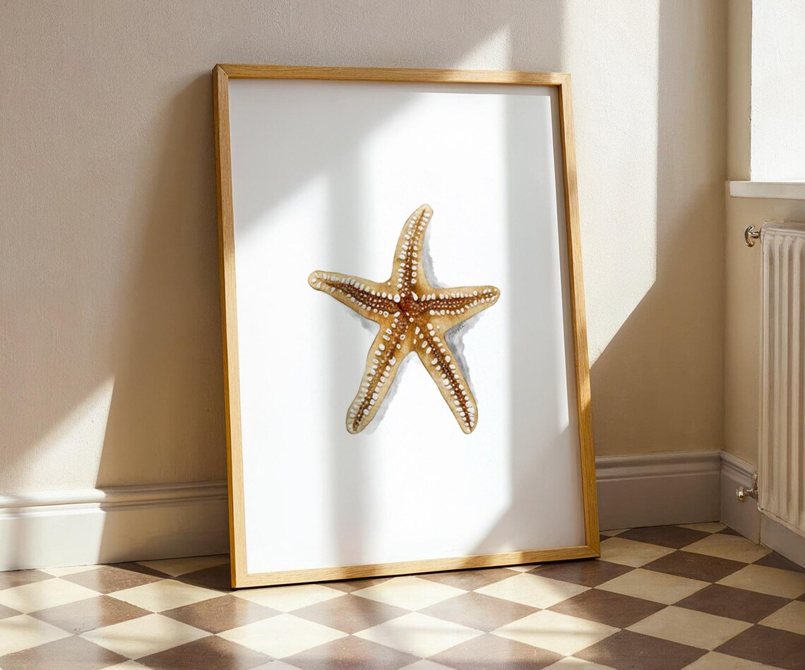 Starfish Wall Art Print For Restaurant Decorations Trendy Poster Watercolor Ocean Decoration - Image 2