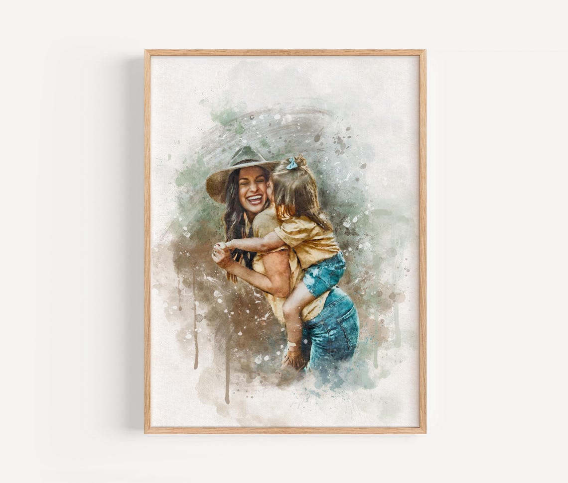 Mother Holding Sleeping Toddler Warm Watercolor Custom Poster - Image 2
