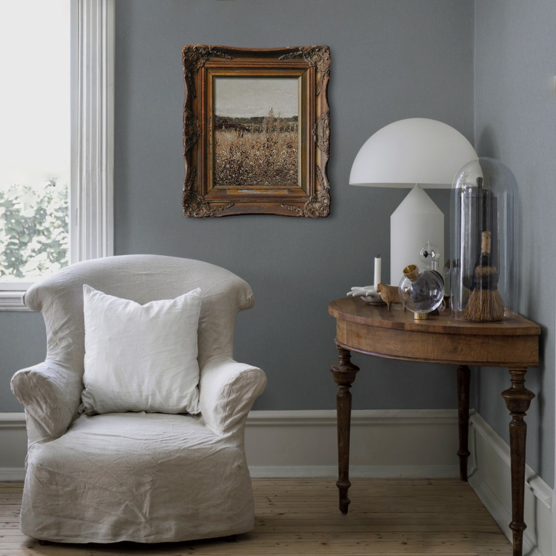 Vintage Golden Wildflower Field with Distant Figure Landscape Poster - Image 2